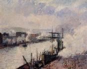 卡米耶 毕沙罗 : Steamboats in the Port of Rouen